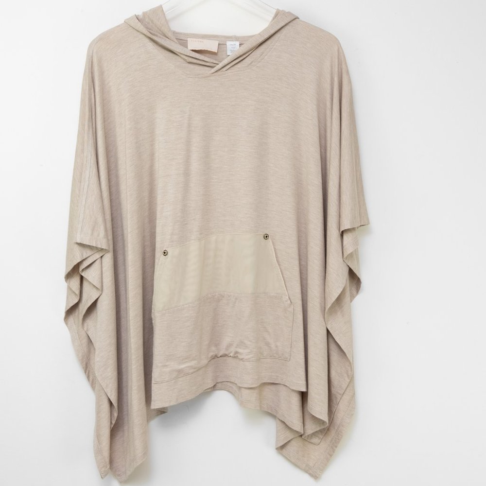 Kerisma Poncho Kangaroo Pocket Hooded Lightweight Comfy Tan One Size Fits Most
